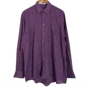 Burberry Purple Cotton Linen Blend Long Sleeve Casual Button Down Shirt Sz M